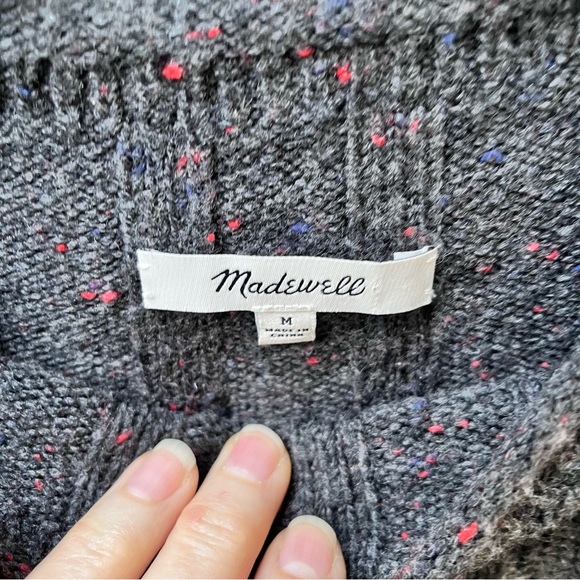 Madewell Donegal Rolled Mockneck Sweater Dress In Gray With Color Fleck Sz M - Picture 3 of 16